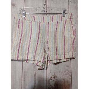 GAP‎ Women's Striped Linen Rayon Blend Shorts Size L Elastic Waist Casual